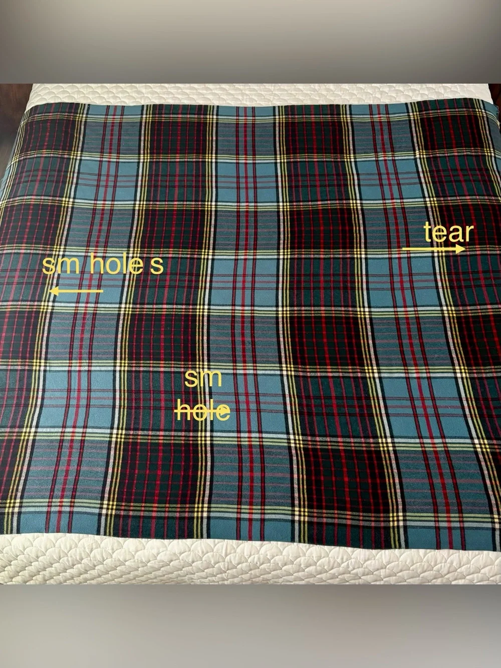 VTG Burberrys Cashmere/Wool 70/30% Blanket Throw Blue Plaid Scotland Flaws As Is